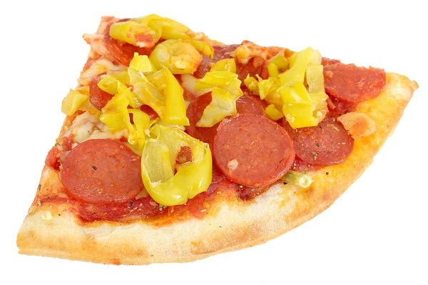 Pepperoni and Hot Pepper Pizza — Stock Photo, Image