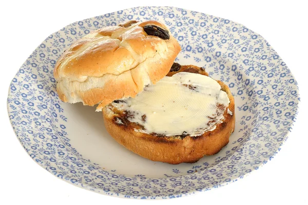 Toasted Buttered Hot Cross Bun — Stock Photo, Image