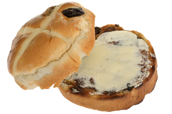 Rostade smörade hot cross bun — Stockfoto