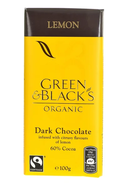 Greens and Black Lemon Chocolate Bar — Stock Photo, Image