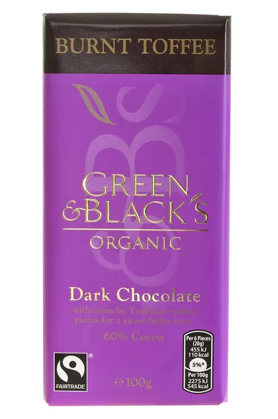 Greens and Black Burnt Toffee Chocolate Bar — Stock Photo, Image