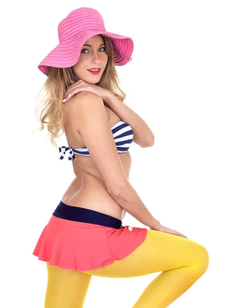 Sexy Young Pin Up Model Wearing Vintage Bikini — Stock Photo, Image