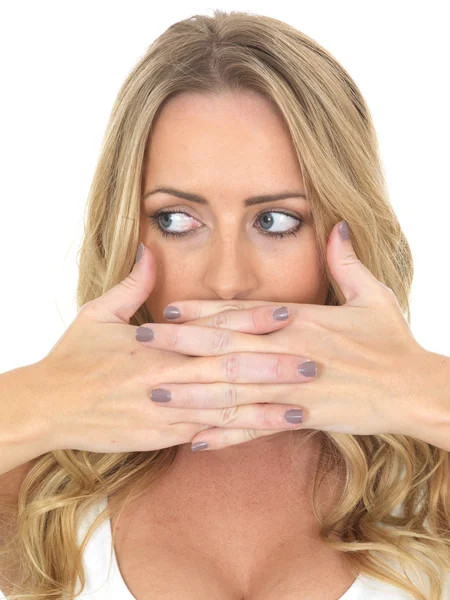 Frightened Scared Young Woman — Stock Photo, Image