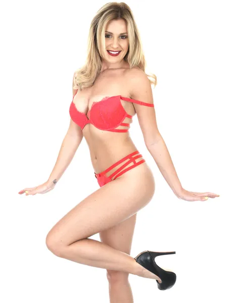 Sexy Blonde Pin Up Lingerie Model — Stock Photo, Image