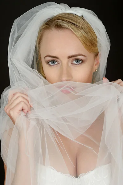 Sexy Young Wedding Bride in White Lingerie — Stock Photo, Image