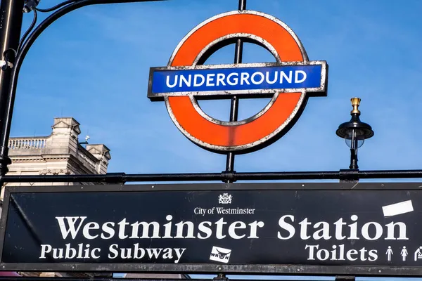 Victoria Westminster Londra Inghilterra Novembre 2021 Ingresso Firma Stazione Della — Foto Stock