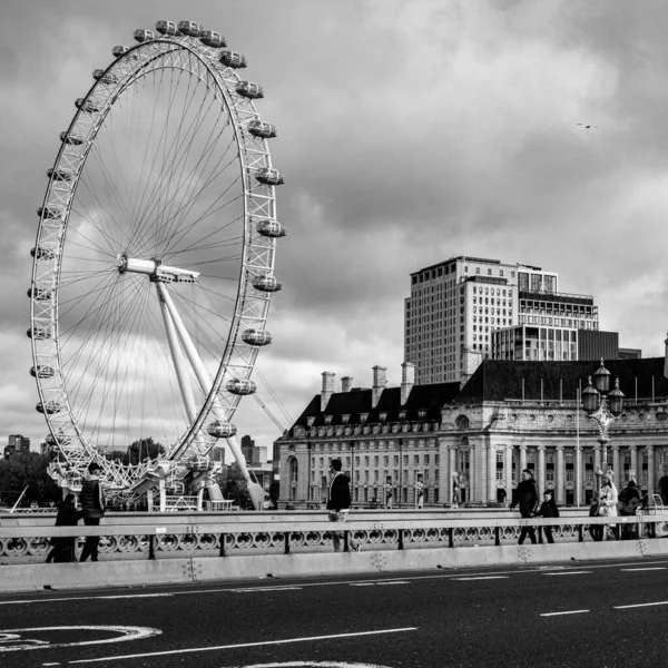 Central London November 2021 London Eye Millennium Wheel Viewed Westminster — Stock Photo, Image