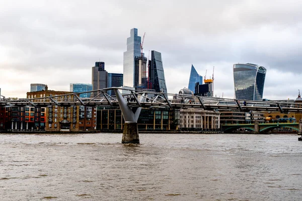 Londyn Anglia Styczeń 2022 Widok Centrum Londynu Commercial Skyline River — Zdjęcie stockowe