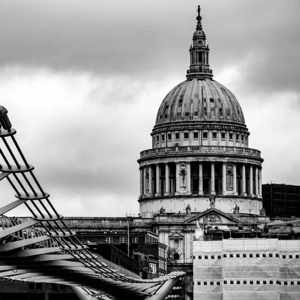 London Anglia Egyesült Királyság Január 2022 Pauls Cathedral Millennium Bridge — Stock Fotó