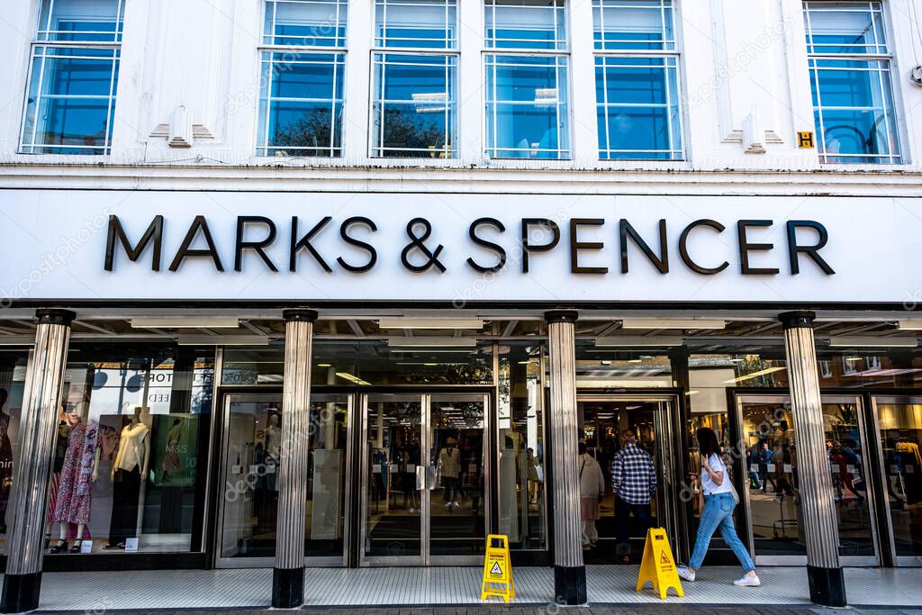 Kingston-Upon-Thames, Kingston London UK, March 23 2022, Marks And Spencer Department Store Entrance