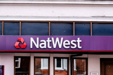 Dorking, Surrey Hills, London UK, June 30 2022, NatWest High Street Retail Bank Sign And Logo With No People