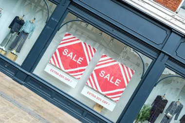 Kingston-Upon-Thames, London, UK, August 29 2022, Womens Fashion Shop With Sale Sign In Window