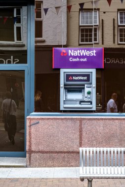 Kingston-Upon-Thames, London, UK, August 29 2022, NatWest High Street Bank ATM Or Cash Point Point Machine