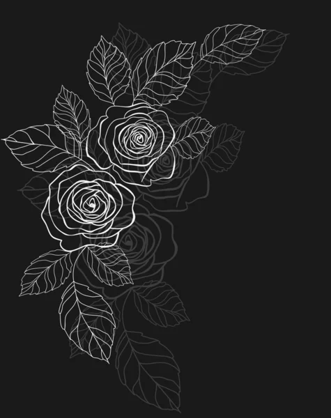Fond noir abstrait avec roses — Image vectorielle