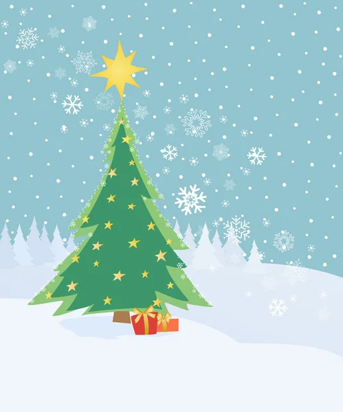 Tarjeta con árbol de Navidad — Vector de stock