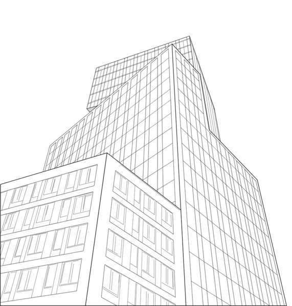 Ritning av skyskrapa — Stock vektor