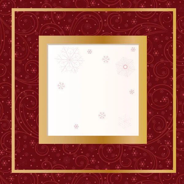 Cartão vermelho com flocos de neve — Vetor de Stock