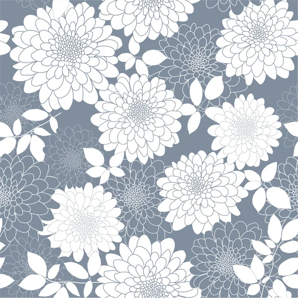 灰色のシームレスな抽象的な花の背景 — ストックベクタ