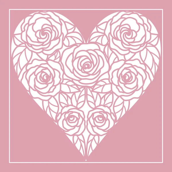 Tarjeta con corazón de rosas — Vector de stock