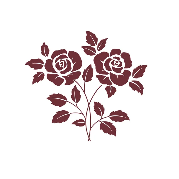 Deux roses foncées sur blanc — Image vectorielle