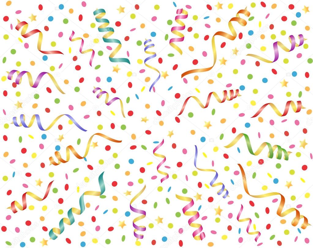 Seamless background with streamer and confetti