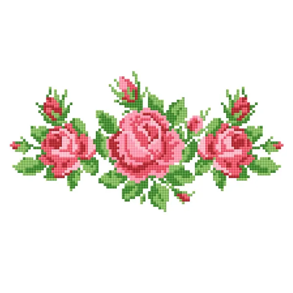 Bouquet delle rose, ricamo — Vettoriale Stock