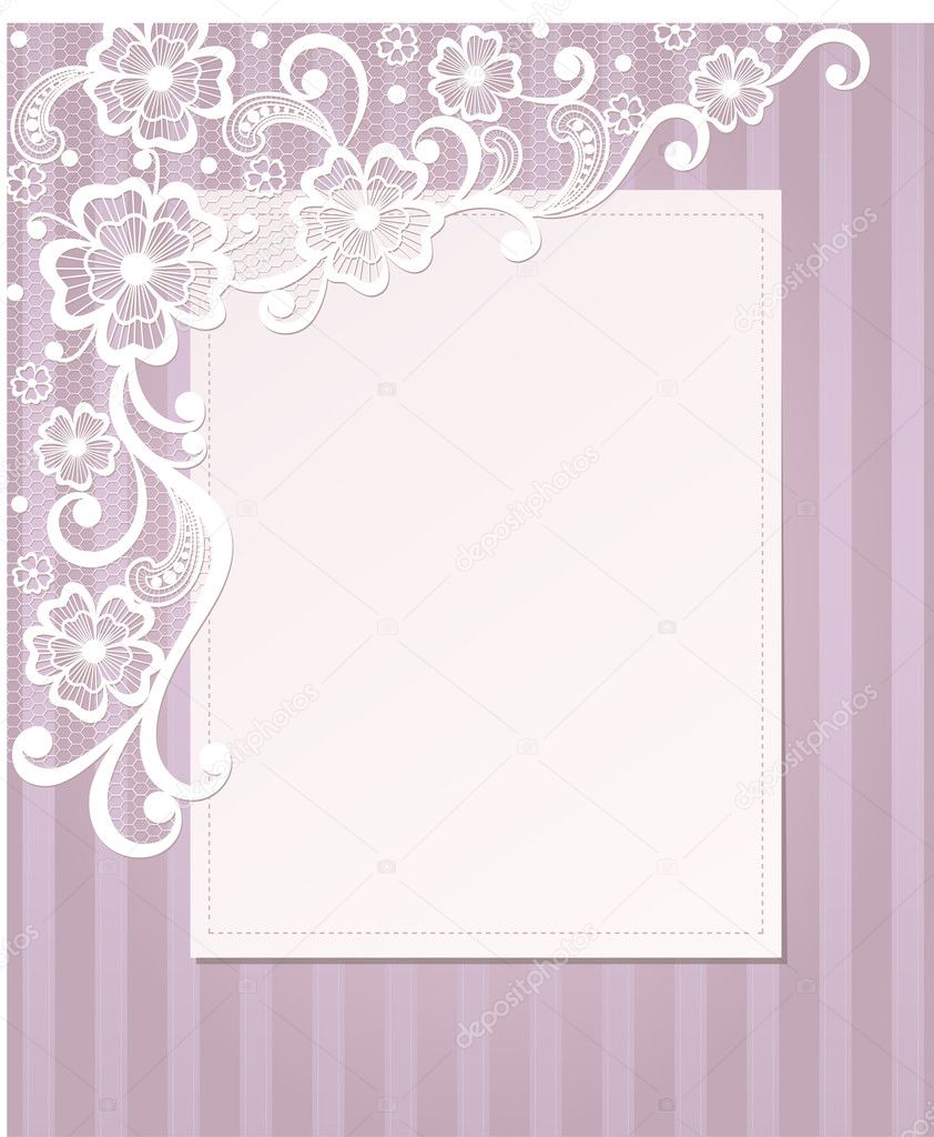 Template frame design for card. Vintage Lace Doily