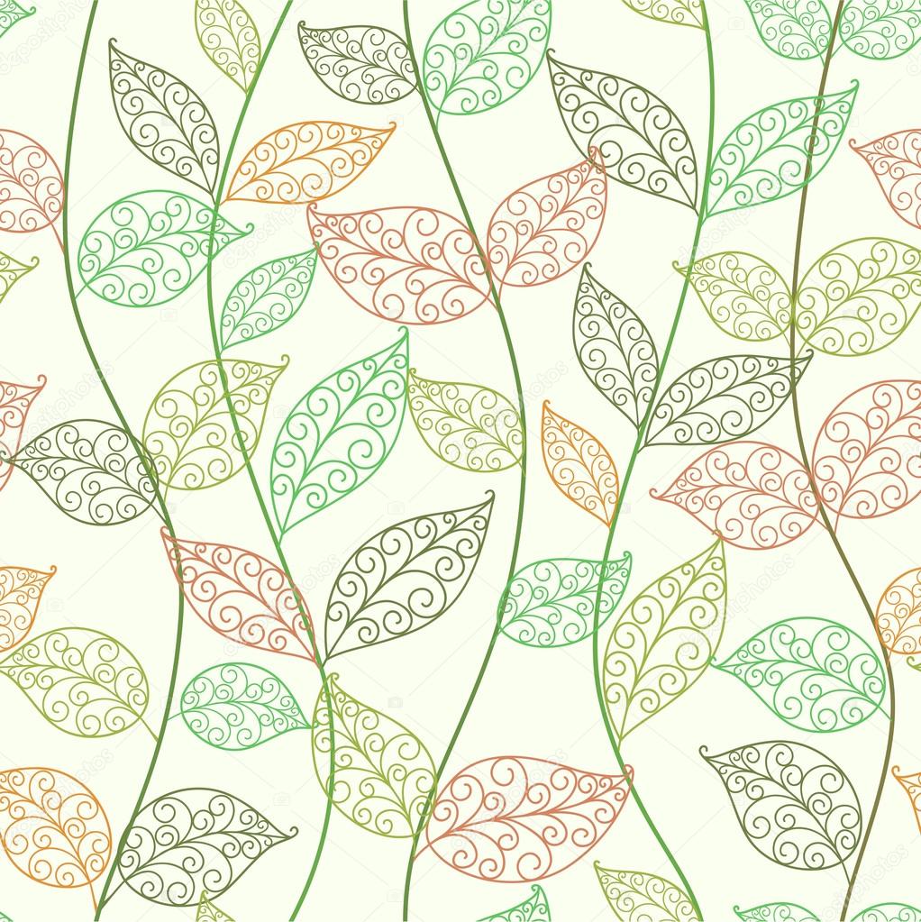 seamless abstract floral background with leaves