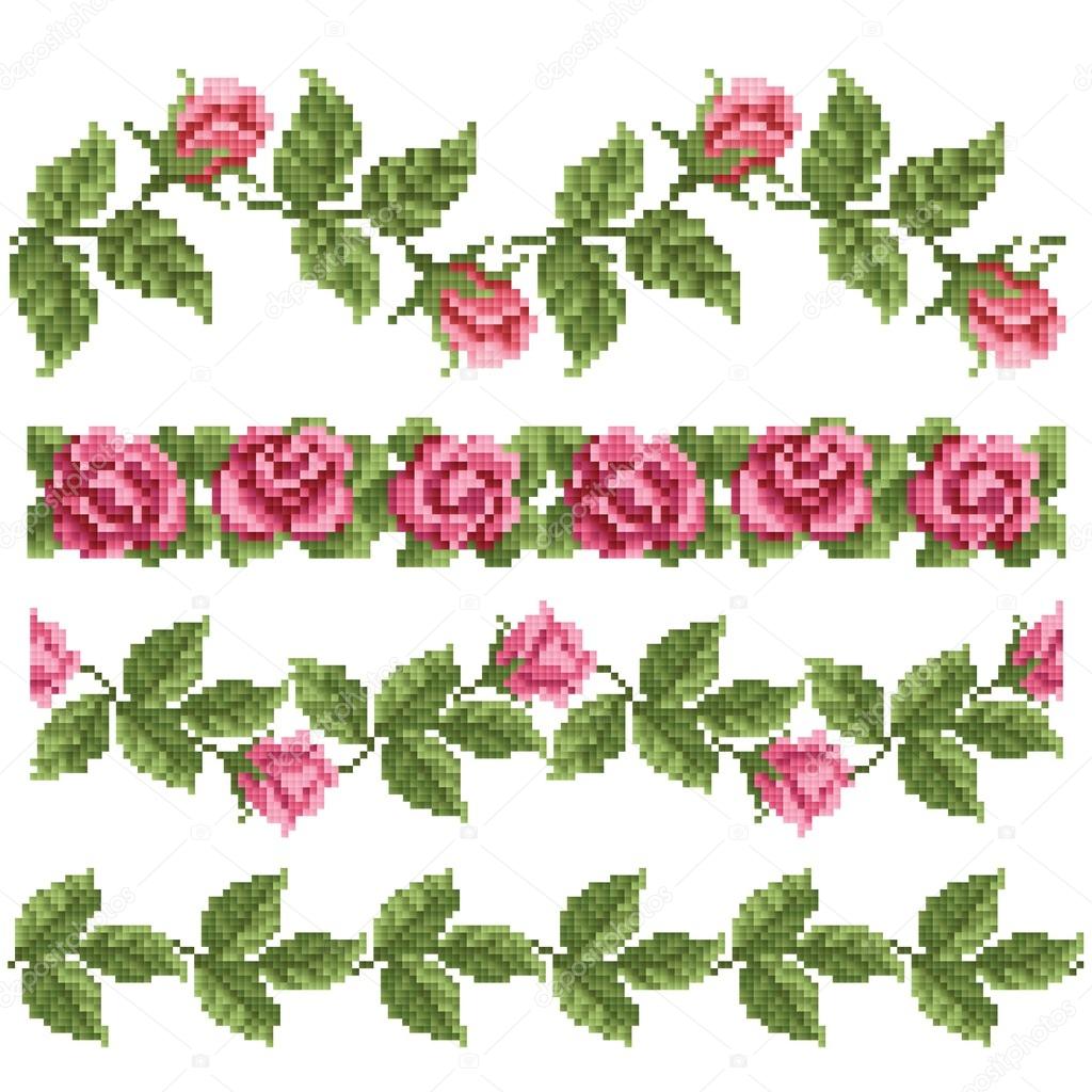 Floral decorativ element, embroidery