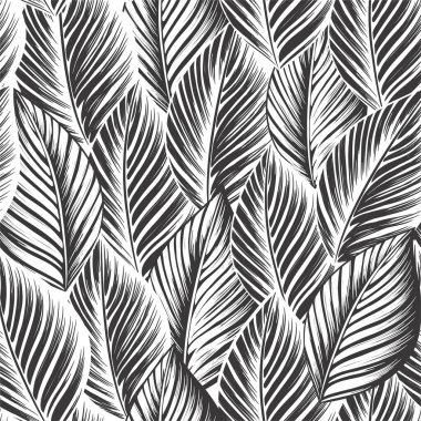 Gri yapraklar ince çizgilerle çizilmiş kusursuz gri soyut arkaplan