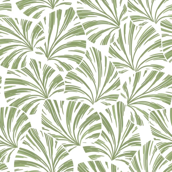 Fondo Floral Abstracto Blanco Sin Costuras Con Hojas Verdes — Vector de stock