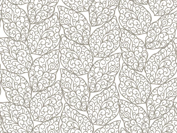 Fondo Floral Abstracto Blanco Sin Costuras Con Hojas Grises — Vector de stock