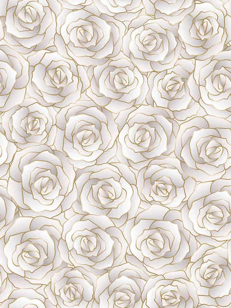 Бесшовный Цветочный Фон Серыми Золотыми Розами — стоковый вектор