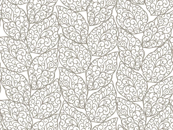 Nahtloser Weißer Abstrakter Floraler Hintergrund Mit Grauen Blättern — Stockvektor