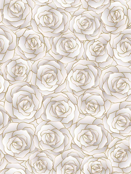 Fundo Floral Sem Costura Com Rosas Cinza Ouro — Vetor de Stock