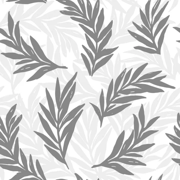 Nahtloser Grau Weißer Abstrakter Floraler Hintergrund Mit Zweig — Stockvektor