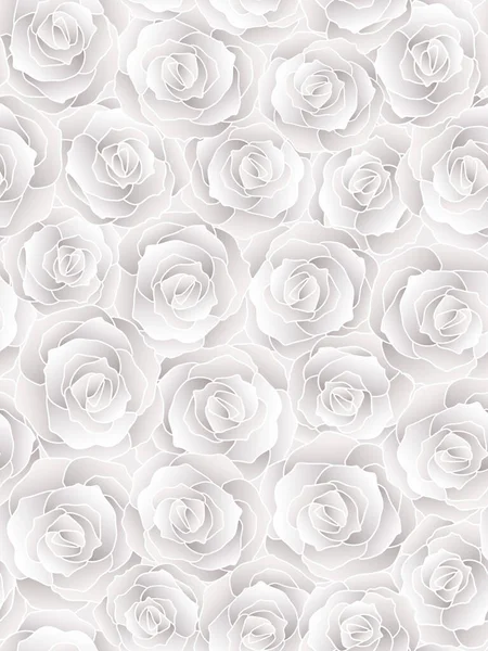 Fondo Floral Sin Costuras Con Rosas Grises Blancas — Vector de stock