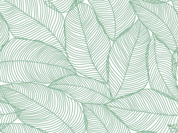 Бесшовный Абстрактный Цветочный Фон Листьями Белый Узор Зелеными Окрашенными Листьями — стоковый вектор