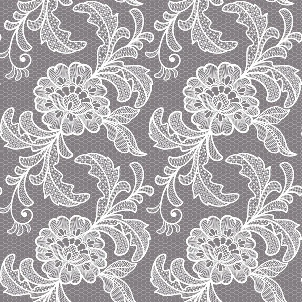 White Fine Elegance Lace Texture Seamless Beautiful Vintage Flowers Vector — стоковый вектор