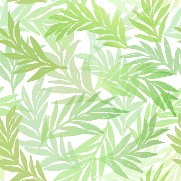Seamless Floral Background Leaves Vector White Abstact Pattern Green Leaves — Vetor de Stock