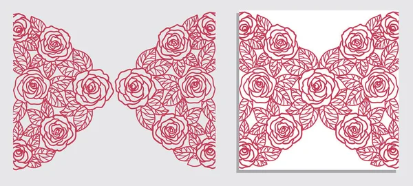 Carte Invitation Avec Des Roses Laser Mignon — Image vectorielle