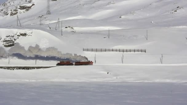 Treno sulla neve — Video Stock