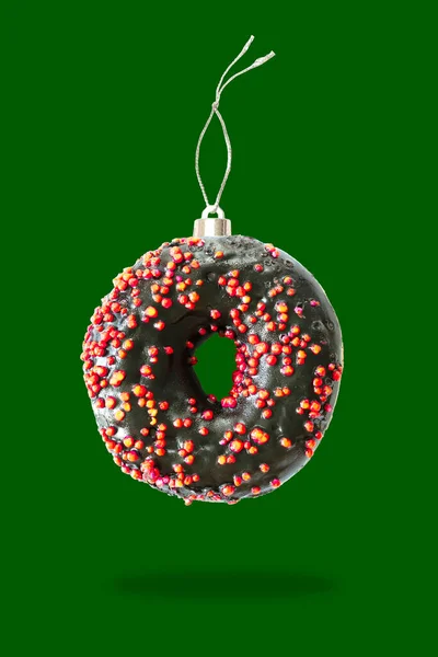 Bambola Natale Palla Decorazione Giocattolo Fatto Dolce Zucchero Cioccolato Nero — Foto Stock