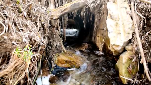 Tuyau Béton Transportant Les Eaux Usées Sales Coule Rivière Assainissement — Video