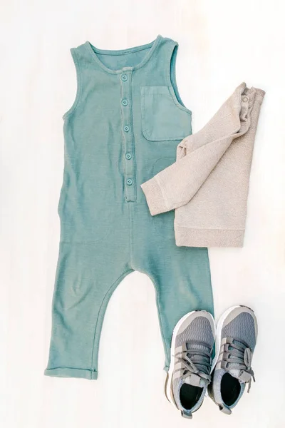 Cute Baby Romper Bodysuit Sneakers Jumper Set Kids Childrens Clothes —  Fotos de Stock