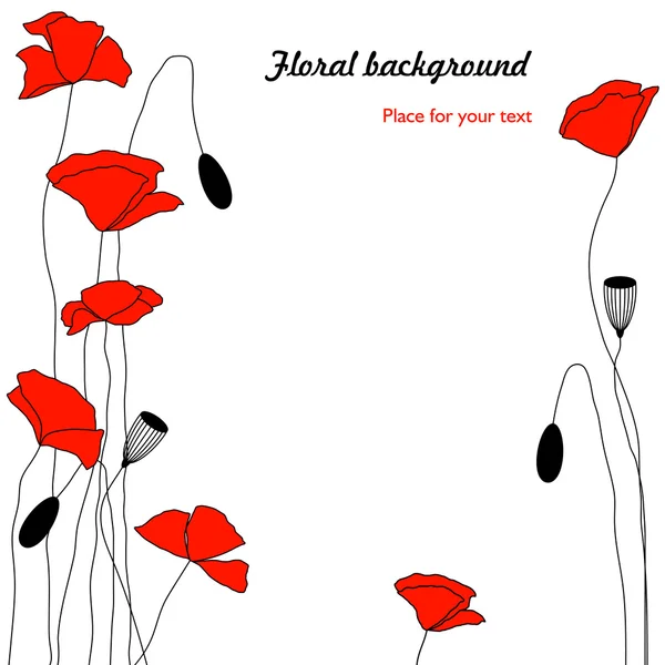Floral background with red poppies — Stock Vector