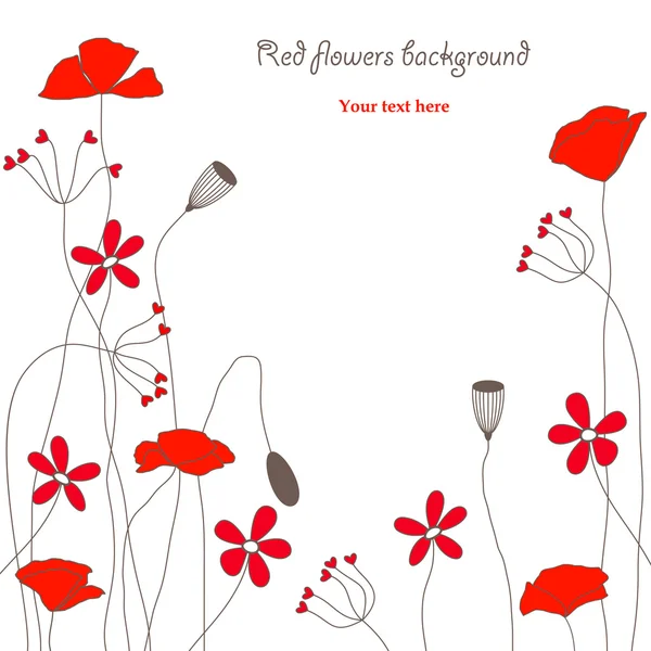 Κόκκινα λουλούδια φόντο — Διανυσματικό Αρχείο