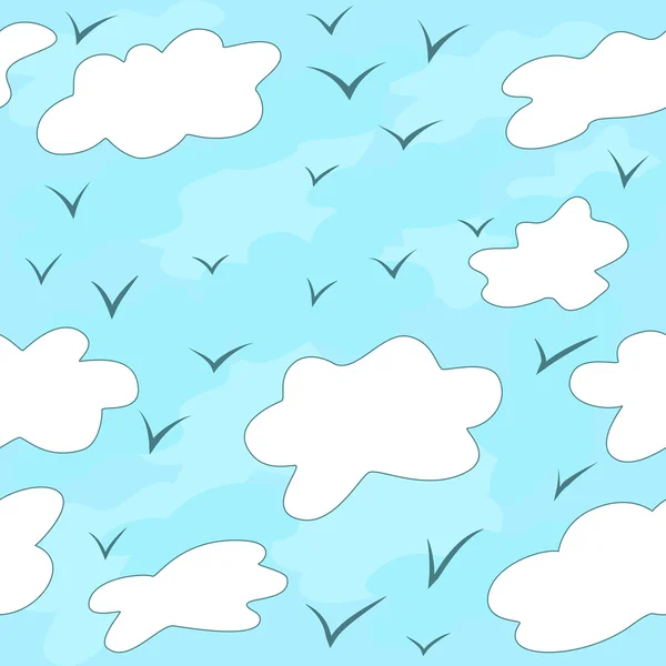 Pájaros y nubes sin fisuras — Vector de stock