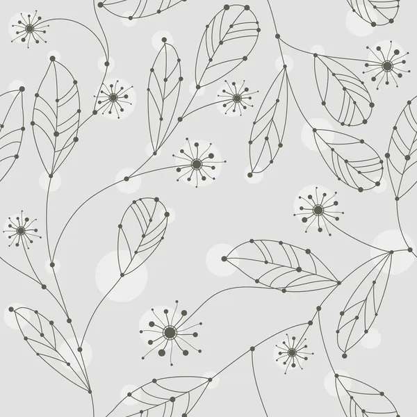 Branches sans couture mignon avec des feuilles et des fleurs — Image vectorielle