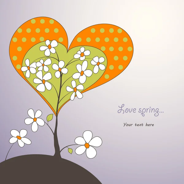 Árbol de primavera en forma de corazón — Vector de stock